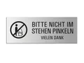 OFFORM DESIGN Hinweisschild Bitte nicht im Stehen pinkeln Aluminium silber-matt 175x65 mm, (1 St)