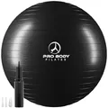 ProBody Pilates Ball, Gymnastikball, Yogaball, Stabilitätsballstuhl, mehrere Größen, Geburtsball in Fitnessstudioqualität für Schwangerschaft, Fitness, Training zu Hause (schwarz, 65 cm)