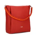 Damen Shopper Yuna YU120 elegante Schultertasche 7 Liter geflochtener Schultergurt, hochwertiges Kunstleder inkl. langem Schultergurt als Umhängetasche zu tragen + Schlüsselband (red)