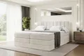 ALTDECOR Boxspringbett mit Matratze und Lattenrost, Topper, Polsterbett mit Bettkasten, Bett mit Stauraum H3- und H4- Matratze, Doppelbett, Springboxbett - OTTA King - 200x200 - Beige Samt