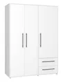 Kleiderschrank 3-trg. mit Schubladen 145 cm breit Weiß Schrank