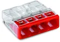 WAGO 2273-0204 COMPACT Verbindungsdosenklemme, 4 Fach, rot - Inhalt: einzeln