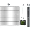 Doppelstabmattenzaun ALBERTS "Grundset", grau (anthrazit), H:80cm, Stahl, Zaunelemente, Höhe: 80-160 cm, Gesamtlänge: 4-30 m, zum Einbetonieren