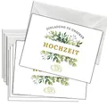 Briefzauber 12x Einladungskarten mit 12x Umschlägen | Hochzeitsfeier, Ehe | Din A6 Set mit Einfüllhilfen | Motiv: Blumig