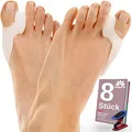 Valgofit® 8x Zehenspreizer Hallux Valgus, Zehentrenner aus weichem Soft-Gel-Silikon, 4 Paare zur Korrektur bei Ballenzeh und Hammerzeh, Damen Herren, Trainingsband und eBook, Schuhgröße 36 bis 46