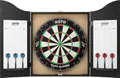 KOTO - Darts Centre Schwarz, Dartboard Schrank mit Classic Edition Dartscheibe, 6 Steel Dartpfeilen, Throwline & Zubehör