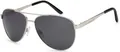 styleBREAKER polarisierte Flieger Sonnenbrille, Pilotenbrille mit Federscharnier, Etui und Putztuch, Unisex 09020046, Farbe:Gestell Silber/Glas Grau