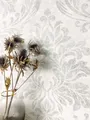 Newroom Vliestapete, Grau Tapete Vintage Ornamente - Metallic Hellgrau Silber Romantisch Glamour Struktur Glanz für Schlafzimmer Wohnzimmer Küche