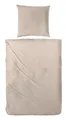 Primera Mako-Satin Bettwäsche Falsches Uni 100% Baumwolle Reißverschluss Bettbezug Kissenbezug Bettgarnitur Bettwäsche-Set 155x220 cm Taupe