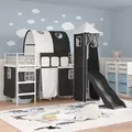 vidaXL Kinderloftbett Weiß und Schwarz 90 x 190 cm Metall