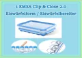 Eiswürfelbereiter Eiswürfel Eiswürfelbox Form für 24 Würfel EMSA Clip&Close 2.0