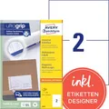 AVERY Zweckform 3655 Universal Etiketten (200 Klebeetiketten, 210x148mm auf A4, bedruckbare Versandetiketten, selbstklebende Versandaufkleber mit ultragrip, DHL) 100 Blatt, weiß