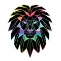 2 x Polygon Tier Sticker Hologramm Aufkleber Tiere Origami Geometrisch Selbstklebend Kunst für Auto Motorrad Laptop Kühlschrank Wand Dekor R117 (Löwe)