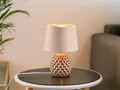 Kleine LED Nachttischlampe, Fensterlampe Fensterbank & Kommode mit Stoffschirm