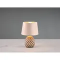 Led Retro Tischleuchte Mit Samtschirm In Beige/gold, Höhe 27cm