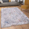 Paco Home Teppich Wohnzimmer Kurzflor Schlafzimmer Vintage Orientalisch Moderne Ornamente Bordüre, Grösse:120x160 cm, Farbe:Bunt