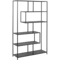 AC-Design Bücherregal Seaford, schwarz, aus Metall / Holz, 6 Ebenen, 114 x 185 x 35cm
