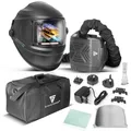 STAHLWERK Automatik-Schweißhelm 3-in-1 Booster AIR – Schweißerhelm mit Frischluftzufuhr, PAPR-System, True-Colour-Technologie, Jobspeicher, automatische Abdunkelung DIN 4-13, optische Klasse 1/1/1/2