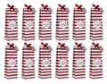 Flaschentüte in rot weiß - 12er Set - mit Namenskarte und breitem Trageband - Geschenktasche Weihnachten Nikolaus für Wein Sekt Punsch