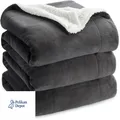 Sherpa Wolldecke 230x270 cm Flauschig Anthrazit