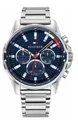 Tommy Hilfiger Herrenarmbanduhr 1791788 Quarz Edelstahl Blau/Silber Chronograph