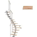 Dolle Mittelholmtreppe Dublin Buche Perlgrau GH bis 270 cm 1/2gew. 75 cm FSC®