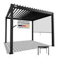 Juskys Lamellendach Tahiti 3x3 m - Stahl Pergola - Terrassenüberdachung stabil - Anthrazit