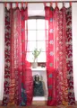 Vorhang / Gardine 2 Stück seidige upcycling Gardine aus Patchwork Sareestoff, 