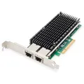 DIGITUS 10Gbps Dual Port Ethernet Server Netzwerkadapter PCIe X8, Intel X540 BT2