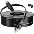 MEIPEK Internetkabel 30 Meter Cat 6, Flach Wlan Kabel High Speed Netzwerkkabel Dünn Lankabelverlaengerung 30m Gigabit Ethernetkabel Schwarz Lan Kabel Rj45 Patchkabel für Router Modem