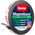 GAUDER Magnetband selbstklebend stark - Magnetstreifen selbstklebend stark - Magnetklebeband zuschneidbar mit optimaler Haftkraft - Klebemagnete mit hoher Magnetkraft - Magnet Klebeband (3 m x 15 mm)