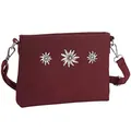 dressforfun Dirndl Tasche, Handtasche Damen mittelgroß, Trachten Mode, Trachtentasche Wildlederoptik, Edelweiß, Damen Tasche, Umhängetasche, Oktoberfest Accessoires, Damen-Schultertaschen - rot