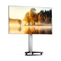 XTRARM Proton 100 mobiler TV Ständer Rollbar,Steckerleiste mit USB Anschluss, TV ca. 32-75 Zoll / 40 kg, Variable Höhe bis ca. 135 cm, Höhenverstellbarer Fernsehständer mit Rollen, Silber TV-Standfuss