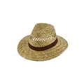 fiebig Traveller Strohhut mit Ripsband | Sommerhut mit eingeflochtenen Luftlöchern | Natur Sonnenhut mit breiter Krempe (61-XL, Natur)