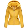 MARIKOO Damen Stylische Steppjacke Übergangsjacke mit abnehmbarer Kapuze Löwenbaby