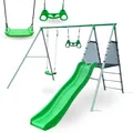 HyperMotion XXL Kinderschaukelset - Gartenschaukel mit Trapez, Rutsche und Schaukel - Robuste Stahlkonstruktion für Kinder ab 3 Jahren - Wetterfest und UV-beständig