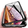 COFI 1453 360° Magnet Full Slim Metall Case Schutz Tasche Handyhülle Handyschale mit Schutzglas Vorderseite und Rückseite Schwarz kompatibel mit Samsung Galaxy A9 2018 (A920F)