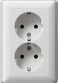 Gira 078003 SCHUKO-Doppelsteckdose 16 A 250 V~ mit angeformtem Abdeckrahmen Stan
