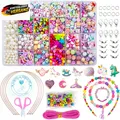 Kinder Schmuck Bastelset mit Perlen und Schnur zum Auffädeln für Mädchen, 24 Far