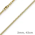 2mm Panzerkette Kette Collier aus 585 Gold Gelbgold, Goldkette, 42cm, Unisex