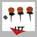 EUROPALMS Halloween Kürbisse mit Erdspieß, 3er-Set, 39cm