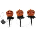 EUROPALMS Halloween Kürbisse mit Erdspieß, 3er-Set, 39cm