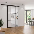 Schiebetür Glas Tür Glasschiebetür gerahmt schwarz klarglas 755x2035 Nischentür - beidseitiger SoftClose