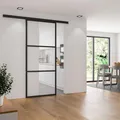 inova Glasschiebetür Komplettset 755x2035 mm Loft Schiebetür mit Aluminium Profil in schwarz inkl. 2-seitiger Softclose
