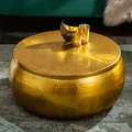 riess-ambiente Runder Couchtisch ORIENT STORAGE 70cm gold Metall mit Stauraum Hammerschlag Design Beistelltisch Tisch