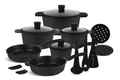 Edenberg Topf-Set 15 Tlg Schwarze Töpfe Bratpfannen und Kasserolle Glasdeckel Keramik, Aluminium, Edelstahl, Keramik (Es ist eine perfekte Geschenkidee für jeden Anlass., Bestseller-Topfset – höchste Qualität und Funktionalität)