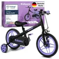 Kidiyana 3 in 1 Kinderfahrrad 12 Zoll Laufrad mit abnehmbaren Pedalen und Stützrädern ab 2 Jahren - Lila