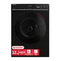 SHARP ES-PRO214BA-DE Waschmaschine Frontlader, 12kg, 1400U/min, Smarte Bedienung durch Veezy App, Dampffunktion, Inverter, 15 Programme, AquaStop, Schwarz