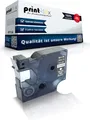 Kompatibles Schriftband für Dymo D1 45021 Labelmanager 200 Labelmanager 210 D Labelmanager 220 P Labelmanager 260 P S0720610 12mmx7m Weiss auf Schwarz - Office Print Serie