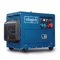 Scheppach Diesel Stromerzeuger SG5200D mit E-Start | 2x 230V, 1x 400V, 1x 12V Steckdose | Leistung 7,9PS | Tank 16L | Stromgenerator inkl. Fahrvorrichtung, Spannungsmesser, Überlastschutz & AVR System